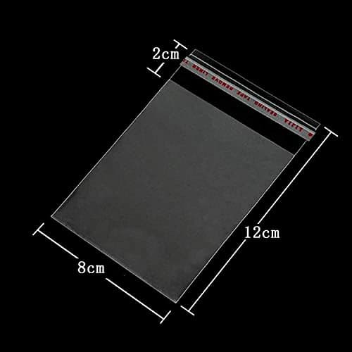 RUBY Lot de 200 sachets transparents en cellophane plastique avec fermeture adhésive pour alimentation 8 x 12 cm