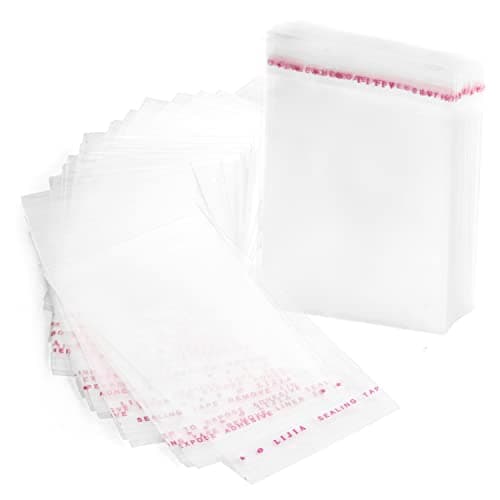 RUBY Lot de 200 sachets transparents en cellophane plastique avec fermeture adhésive pour alimentation 8 x 12 cm