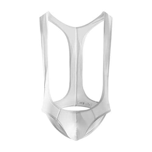 DUHENWU Hommes Sous-vêtements Sexy Stretch V Sling Club Lingerie Bodysuit Mankini — O blanc.