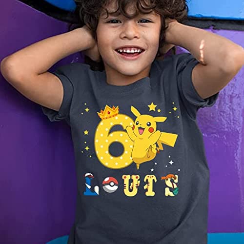 T-Shirt personnalisé Pokémon pour Enfants Anniversaire Lettres Forme Personnage prénom âge imprimé
