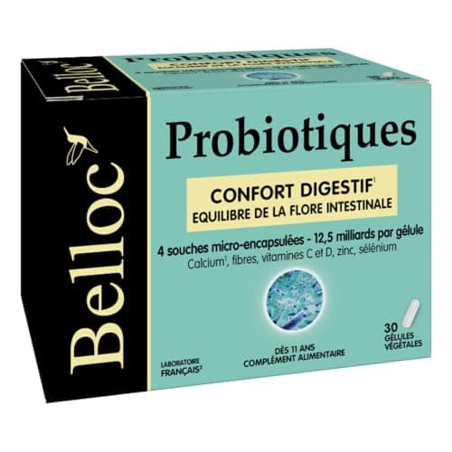 Probiotiques Belloc Confort Digestif Pour Enfants à partir de 11 ans 30 Gélules Végétales Équilibre de la Flore Intestin