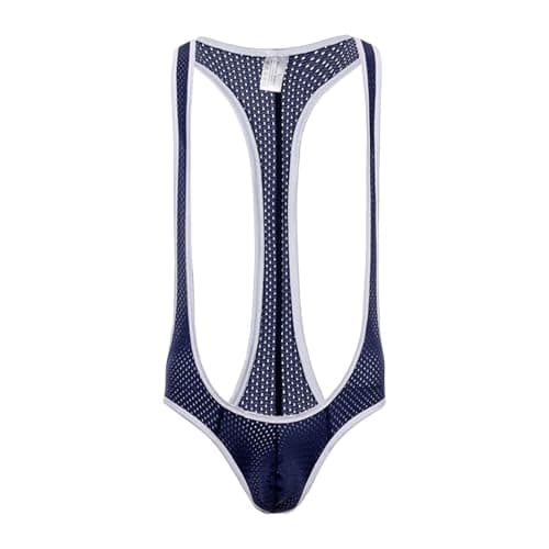 Borat Mankini Maillot de Bain Homme Sexy en Maille Respirante V-Neck pour Plage - Taille M — O Bleu Marine