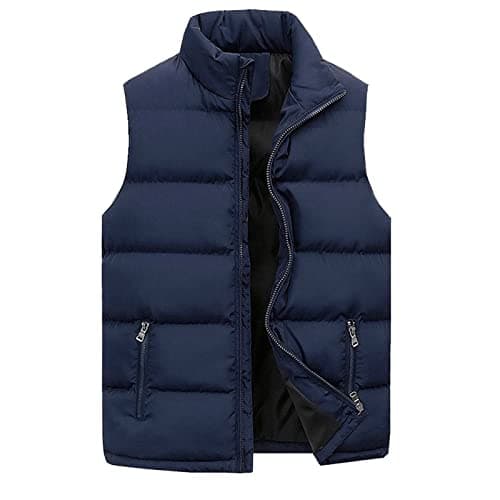 Hommes Femmes Hiver Mode Casual Gilet Coton Doublé Fermeture Éclair Couleur Unie
