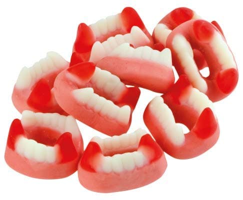 Bonbons gélifiés Dents de Dracula Trolli - Platines d'enfants - Festifs et colorés - 1 Kg - Platines gélifiées pour enfa