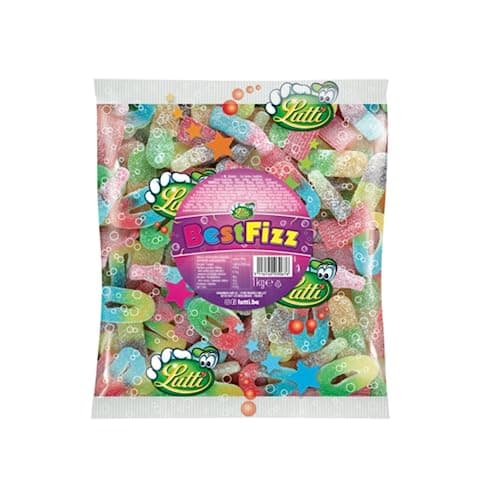 LUTTI Best Fizz Gummies 1kg - Non-GMO Soft Candy for Kids & Adults, Assorted Flavors, Organic Treats