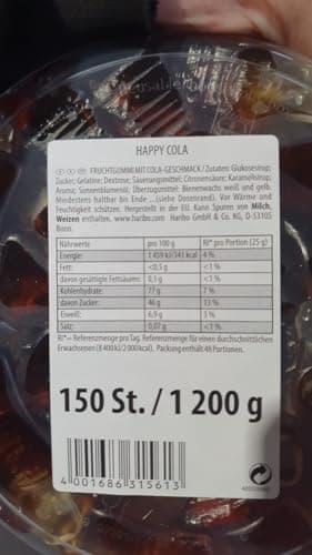 Haribo Happy Cola 1.2 kg boîte de bonbons sucrés 300 pièces