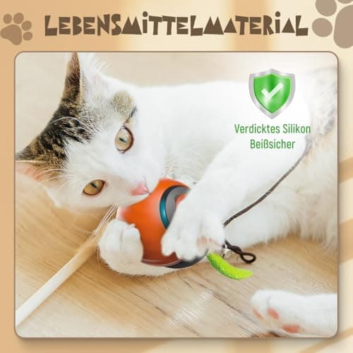 GMTEO Jouet Interactif pour Chats Bleu, Nouveau Jouet Balle avec Queue Peluche,Intelligent pour Chat Intérieur