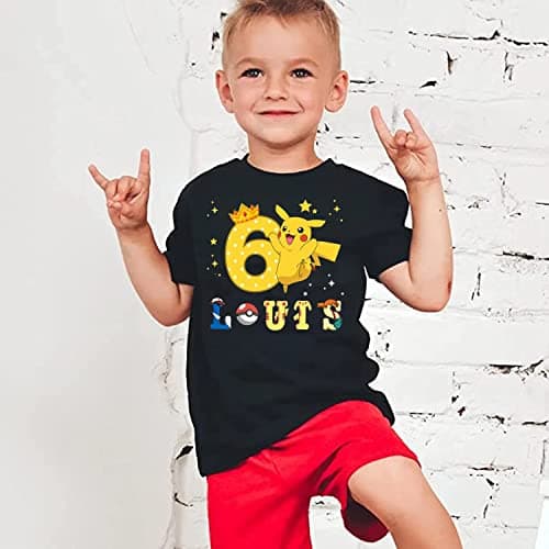 T-Shirt personnalisé Pokémon pour Enfants Anniversaire Lettres Forme Personnage prénom âge imprimé