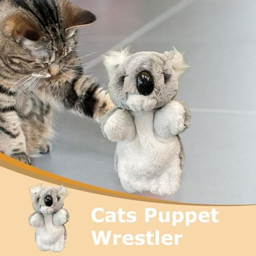Jouet de lutte Buddy pour chats - koala en fourrure à main - stimulant l'activité interactif | Taille pratique avec mouv