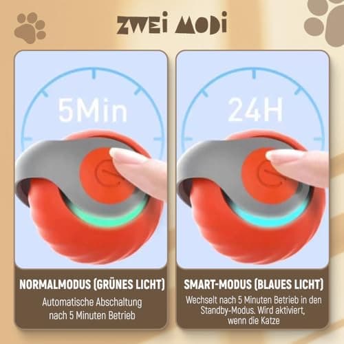 GMTEO Jouet Interactif pour Chats Bleu, Nouveau Jouet Balle avec Queue Peluche,Intelligent pour Chat Intérieur