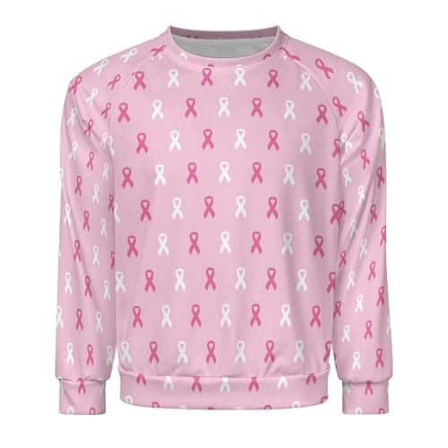 VOSERY Sweat-shirt à col rond contre le cancer du sein pour homme, confortable et tendance, pull long manche pour homme