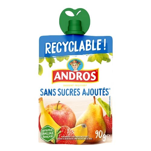 ANDROS - Compote de Fruit Sans Sucre Ajouté - Goût Pomme + Poire + Fraise + Banane - Idéal pour les Enfants

ANDROS - Co