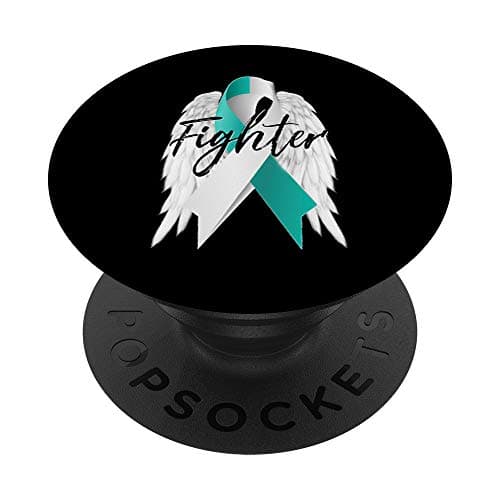 PopSockets PopGrip bleu sarcelle avec ailes d'ange pour femmes lutte contre le cancer du col de l'utérus 8mm française