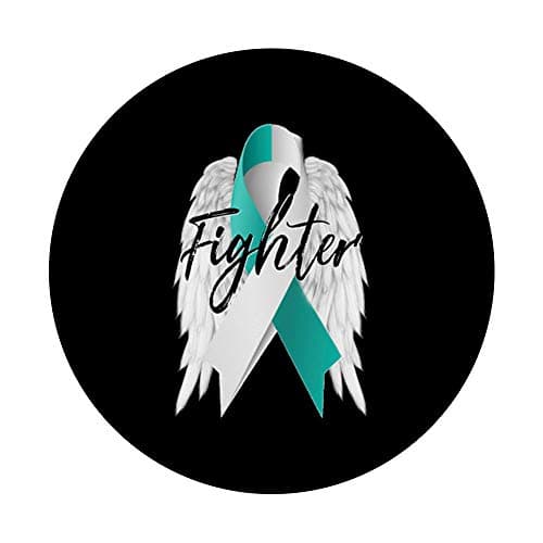 PopSockets PopGrip bleu sarcelle avec ailes d'ange pour femmes lutte contre le cancer du col de l'utérus 8mm française