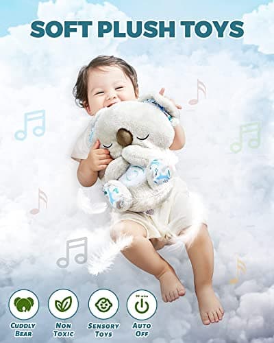 AUBY Soothe 'n' Cuddle Koala - Jouet en Peluche avec 10 Berceuses | Cadeau pour Enfants de 0 à 5 Ans