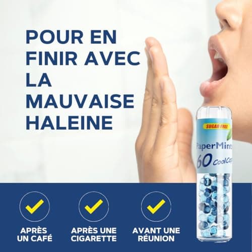 PAPERMINTS - Billes à la Menthe Sans Sucre Ni Alcool pour une Haleine Fraîche Durables - Bonbons Mentholés - Grande Tail
