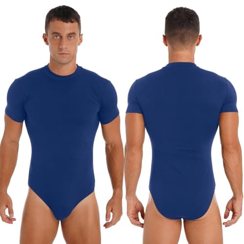 IUERVPS Combinaison décontractée Slim for Homme, Couleur Unie, col Ras du Cou, Manches Courtes, Tenue de soirée pour Clu — Blue1