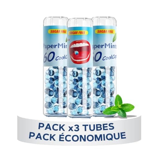 PAPERMINTS - Billes à la Menthe Sans Sucre Ni Alcool pour une Haleine Fraîche Durables - Bonbons Mentholés - Grande Tail — x3