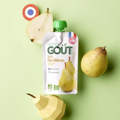 GOOD GOÛT - Purée de Poires Williams pour Bébé Dès 4 Mois - 99,9% Poires Williams - Sans Sucres Ajoutés - Fabriqué en F