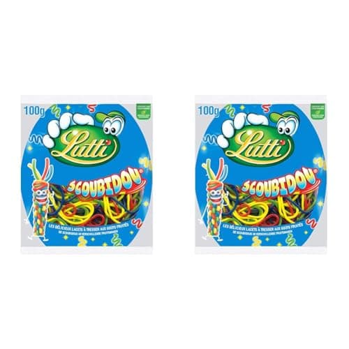 Lutti Scoubidou Bonbons 100 g pour Enfants en Cadeau d'Anniversaire Sorbets Fruités Lot de 2