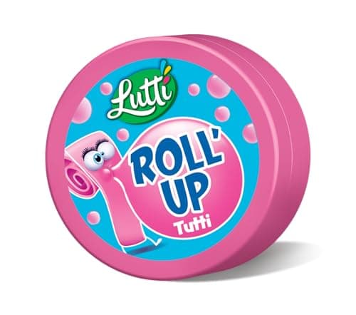 Lutti Roll'Up Tutti: Papier Adhésif Facile à Enrouler pour Cuisine et Bureau 1 Rouleau de 29g Étiquette Adhésive Économi