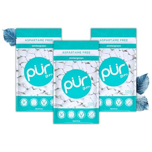 Gum Naturelle Sans Sucre au Xylitol | Végétarien, Sans Aspartame et Sans Gluten | 55 Pièces (Lot de 3) au Goût de Winter