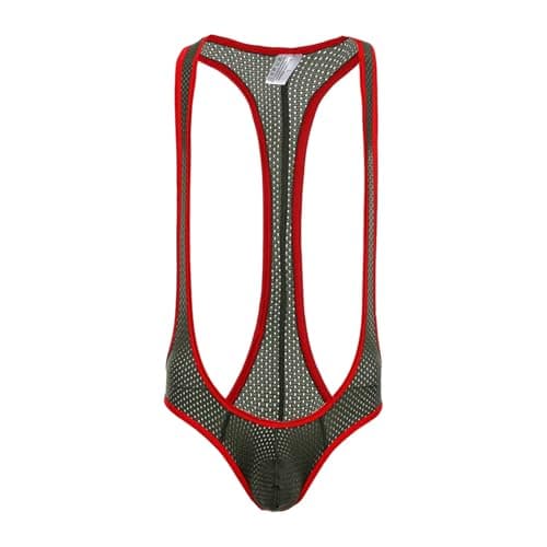 Borat Mankini Maillot de Bain Homme Sexy en Maille Respirante V-Neck pour Plage - Taille M — O Vert.