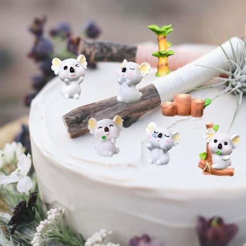 Silars Mini Koala Figurine pour Gateau, Miniature Résine Koala Ornement pour Table Ornement Paysage Décor, Idéal pour Bi