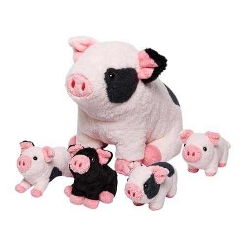 OUOZZZ Ensemble de Peluches Koala - Maman de 30 cm avec BébésMiniatures - Jouet Doux pour Enfants Boys and Girls — Cochon Tacheté