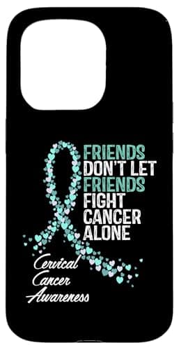 Coque iPhone 15 Pro pour lutter contre le cancer du col de l'utérus (Design bandana, 100% silicone, message d'espoir) av