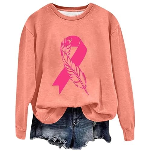 Y2K Sweat-shirt décontracté à manches longues pour femme – Lutte contre le cancer du sein, gothique vintage, automne 202 — Orange