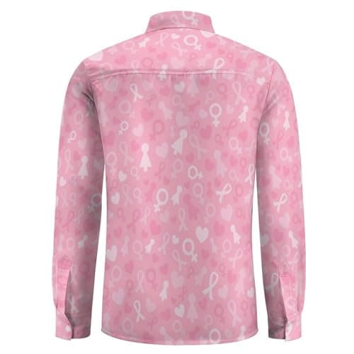 Chemises boutonnées à manches longues pour homme – Chemise décontractée en V avec poche pour la lutte contre le cancer d