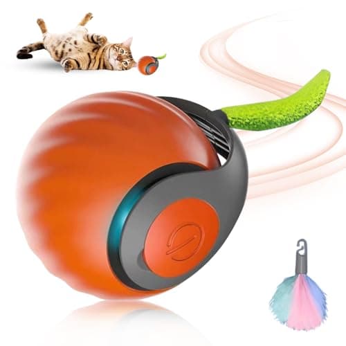 GMTEO Jouet Interactif pour Chats Bleu, Nouveau Jouet Balle avec Queue Peluche,Intelligent pour Chat Intérieur — Orange