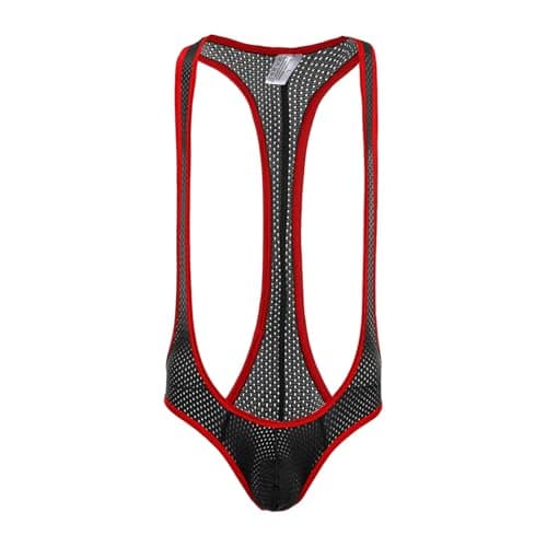 Borat Mankini Maillot de Bain Homme Sexy en Maille Respirante V-Neck pour Plage - Taille M — O Noir.