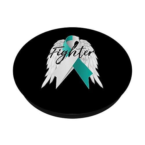 PopSockets PopGrip bleu sarcelle avec ailes d'ange pour femmes lutte contre le cancer du col de l'utérus 8mm française