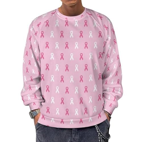 VOSERY Sweat-shirt à col rond contre le cancer du sein pour homme, confortable et tendance, pull long manche pour homme