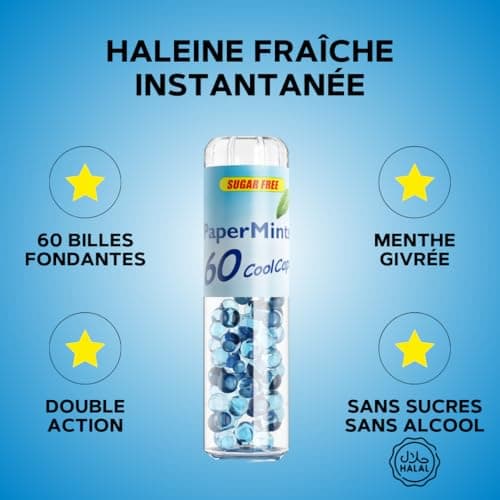 PAPERMINTS - Billes à la Menthe Sans Sucre Ni Alcool pour une Haleine Fraîche Durables - Bonbons Mentholés - Grande Tail