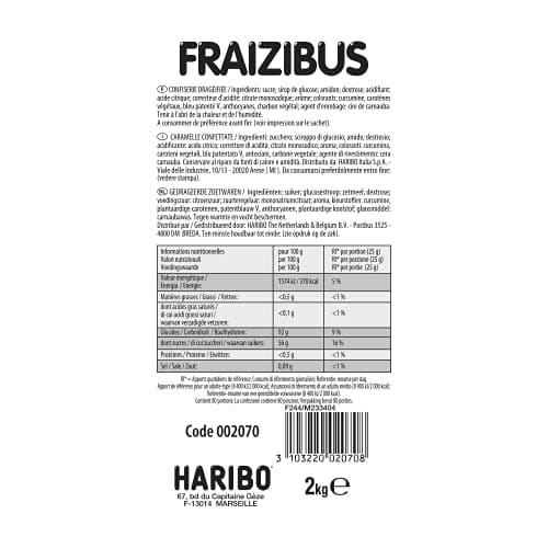 HARIBO Fraisibus Dragées Aromatisées aux Fruits Rouges | Gourmandises pour Enfants et Adulés - Poids Net 2 kg