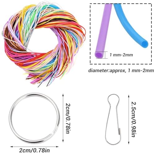 200 Scoubidou Fil Multicolores avec Clés USB et Crochets pour Créer Bracelets/Collants (20 Couleurs, Parfaits pour Enfan