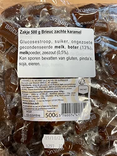 BRIEUC 1KG Bonbons Caramel Beurre Salé - Gourmandise Bretonne 100% FRANÇAISE pour Adults à Offrir à la Fin d'un Repas