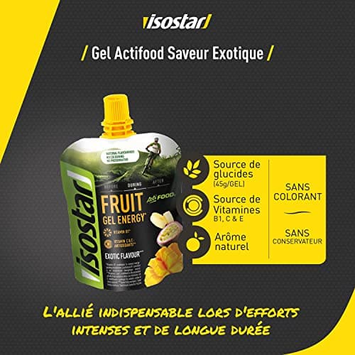 Isostar Actifood Exotic Fruits Gel Énergétique pour Athlètes - Apport en Énergie - 500g