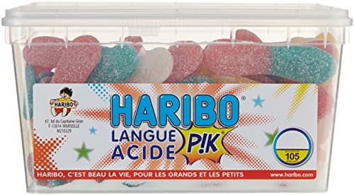 Haribo Gélifiés Langue Acide Pik - Enfants & Adolscents - Pique-Nique & Cinéma - Succès Assuré - 105 Pièces - 1,05 kg