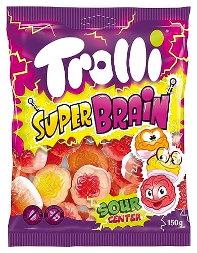 **Trolli SuperHirn 150g - Gummibärchen SuperBrain 20 Pièces, Snacks Intellectuels pour Enfants, Bonbons Végétariens Déli