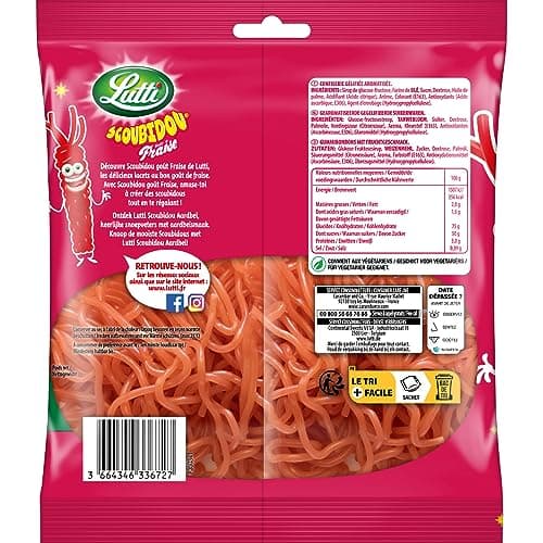 Bonbons Lutti Scoubidou Fraise pour Enfants - 200g | Denticelles à la Fraise Sauvage | Goûts Intenses et Durables | Envi