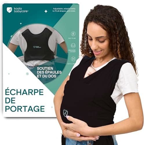 Koala Babycare Écharpe de portage facile à enfiler gris clair - Multifonctionnelle jusqu'à 9 kg - Unisex Design Enregist — Noir