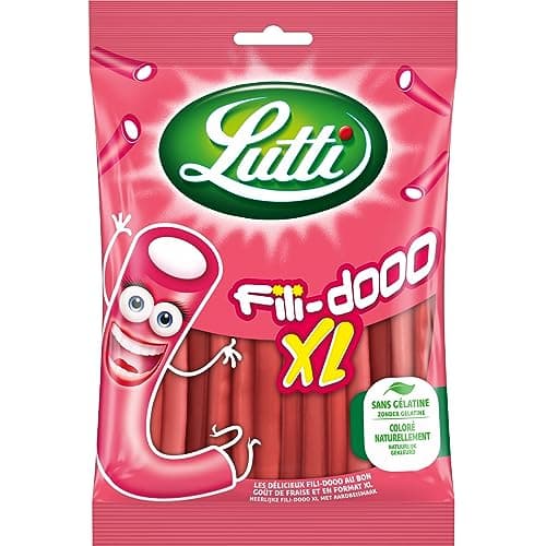Lutti Fili-dooo Fraise XL 180g | Taille Grande | Enfants & Ados | Activité Extérieure | Goût Frais | Lot de 4 | 180g | G