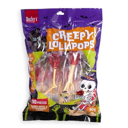 Becky’s Creepy Lollipops 90g – Sucettes d'Halloween effrayantes pour enfants – Bonbons individuellement emballés, à part