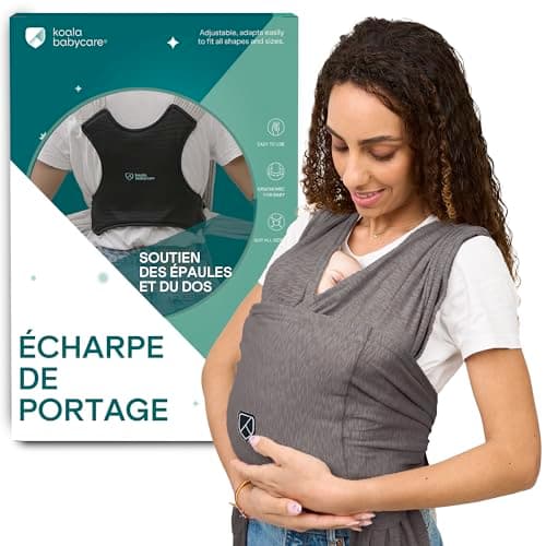 Koala Babycare Écharpe de portage facile à enfiler gris clair - Multifonctionnelle jusqu'à 9 kg - Unisex Design Enregist — Anthracite