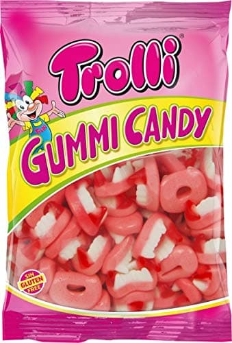 Bonbons gélifiés Dents de Dracula Trolli - Platines d'enfants - Festifs et colorés - 1 Kg - Platines gélifiées pour enfa