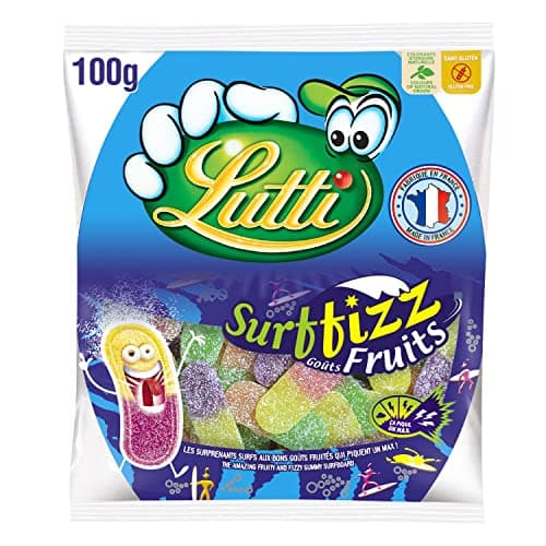 Lutti Surffizz Fruits 100g & Long Fizz 200g Jus Naturels Bio Faibles en Sucre Snack Sain pour Adultes & Enfants 7 Boîtes